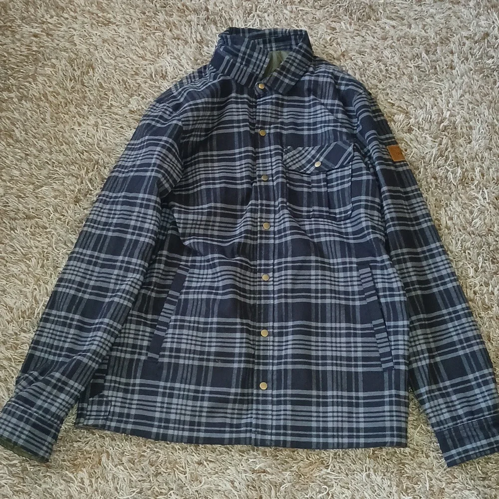 Quiksilver Blue and White Plaid Casual Button Down Shirt - Picture 2 of 3